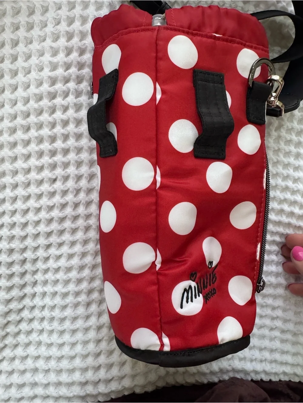 Disney Lug Red Minnie Mouse Polka Dot Crossbody Phone Pouch with Black Strap